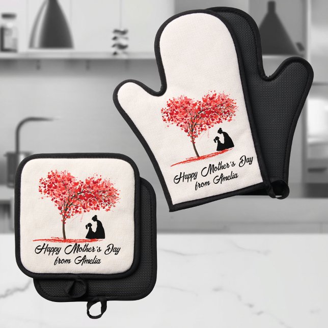 Personalized Mother & Daughter Love  Oven Mitt & Pot Holder Set (Creator Uploaded)