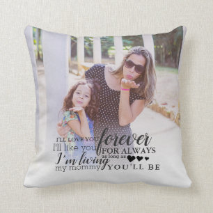 Personalized Mother Daughter Photo Love Forever Throw Pillow