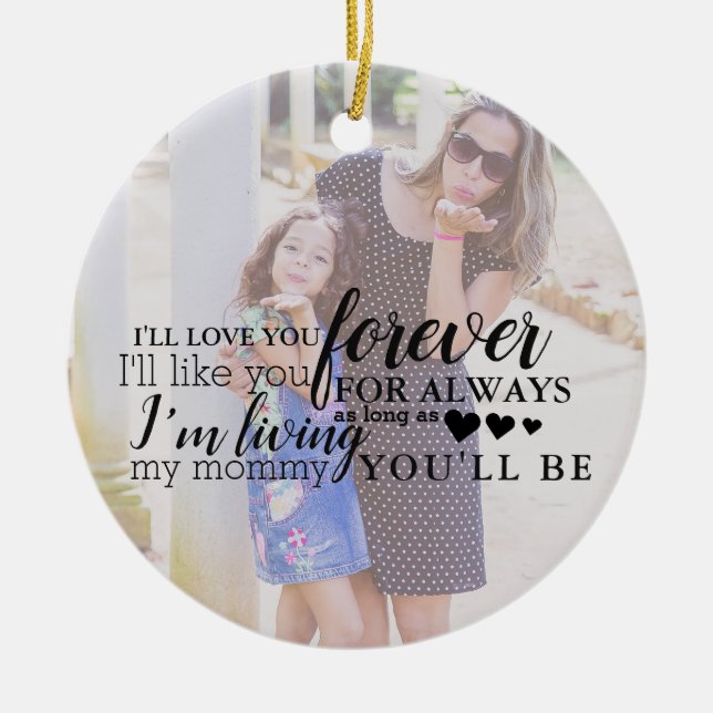Personalized Mother Daughter Photo Quote Ornament (Front)