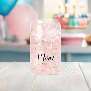 Personalized Mother Est Date Modern Text Style Can Glass