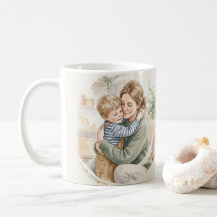 Personalized Mother Hugging som watercolor Coffee Mug