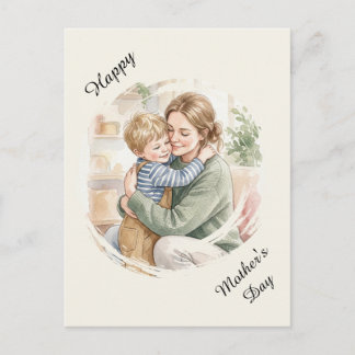 Personalized Mother Hugging som watercolor Postcard