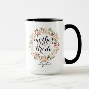 Personalized Mother of the Bride Floral Wreath Mug