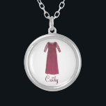 Personalized Mother of the Bride Wedding Necklace<br><div class="desc">Necklace features an original marker illustration of a pretty burgundy mother-of-the-bride dress. Simply personalize for a unique bridal party gift!

Designer is available to create and upload custom designs to match the colours and themes of your wedding--click "Ask this Designer" to begin the design process!</div>