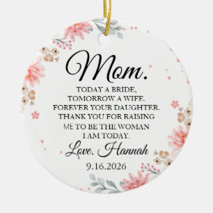 Personalized Mother of the Bride Wedding Thank You Ceramic Ornament