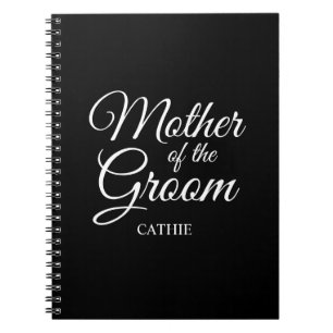 Personalized Mother of the Groom Black and White Notebook