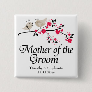 Personalized mother of the groom floral wedding 2 inch square button