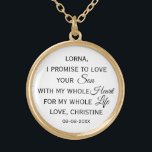 Personalized Mother of the Groom Gift From Bride Gold Plated Necklace<br><div class="desc">Beautiful and classic gift for the Mother of the GROOM from Bride personalized with the Mother of the Groom's name,  Bride's name,  and wedding date</div>