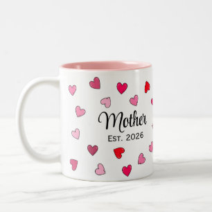Personalized Mother Pink Heart New Mom Gift Two-Tone Coffee Mug
