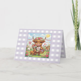 Personalized Mother’s Day Highland Cow Lavender Card