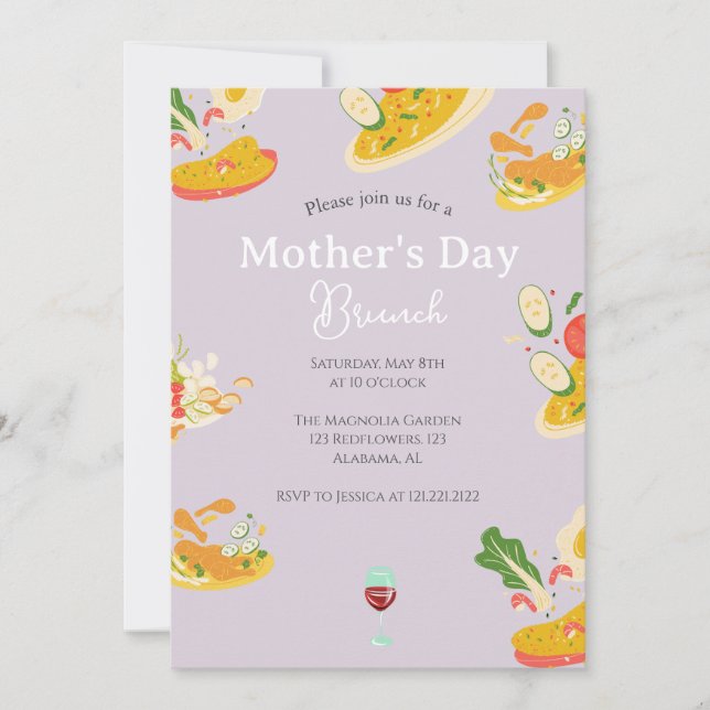Personalized Mother's Day Brunch | food theme Invitation (Front)