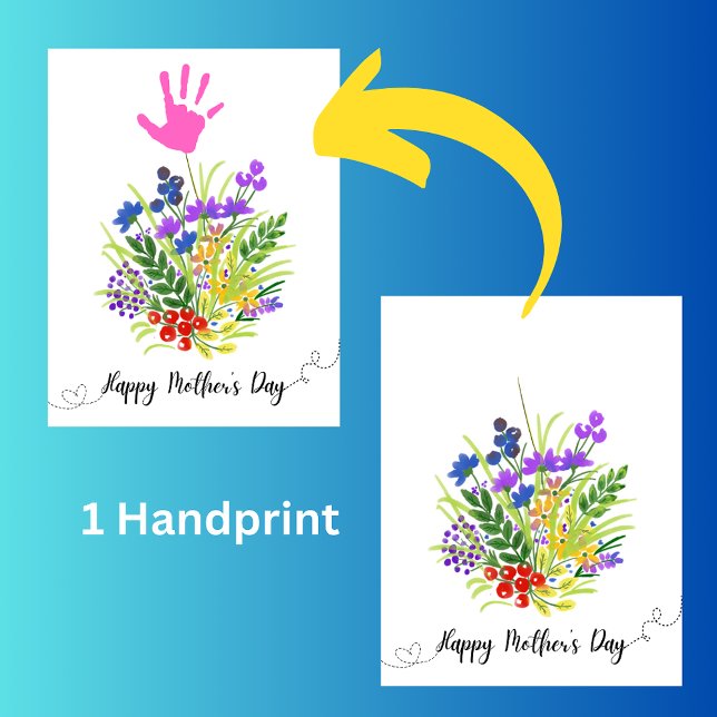 Personalized Mother's Day floral 1 handprint Card (Creator Uploaded)