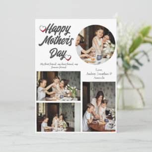 Personalized Mother's Day, Four photo collage Holiday Card