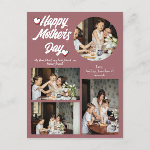 Personalized Mother's Day, Four photo collage Holiday Postcard