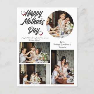 Personalized Mother's Day, Four photo collage Holiday Postcard