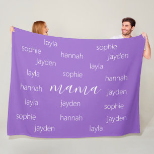 Personalized Mothers day gift for Mom Purple Fleece Blanket