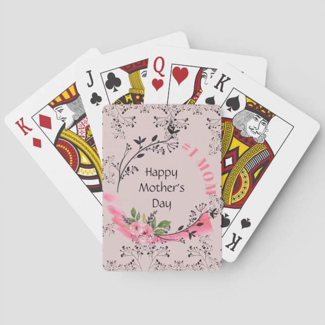 Personalized Mothers Day Gift #No1MOM Modern Chic Playing Cards (Back)