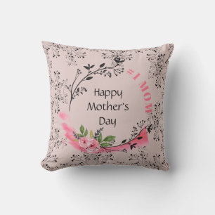 Personalized Mothers Day Gift #No1MOM Modern Chic Throw Pillow