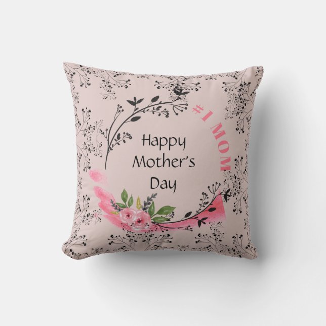 Personalized Mothers Day Gift #No1MOM Modern Chic Throw Pillow (Front)