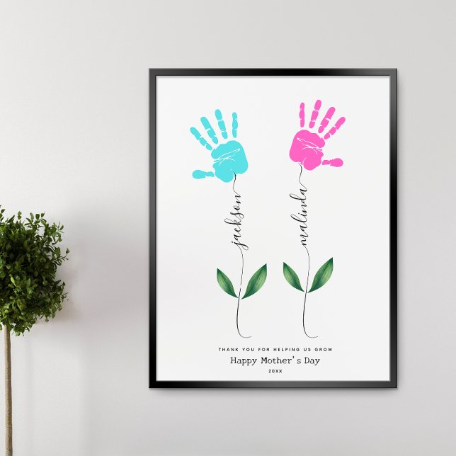 Personalized Mothers Day Handprint flower Art Poster (Creator Uploaded)