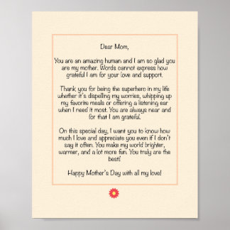 Personalized Mother's Day Letter Poster