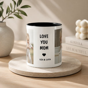 Personalized Mother's Day Love You Mom Two-Tone Coffee Mug