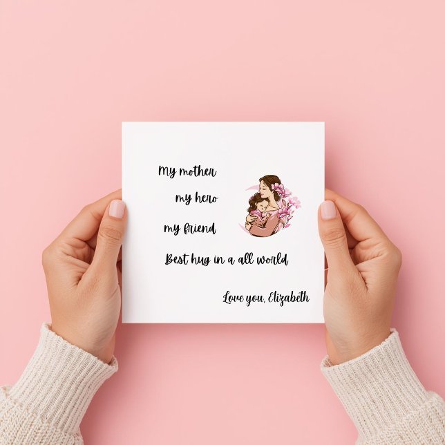 Personalized Mother's Day Mom's Hug Flat Card (Creator Uploaded)