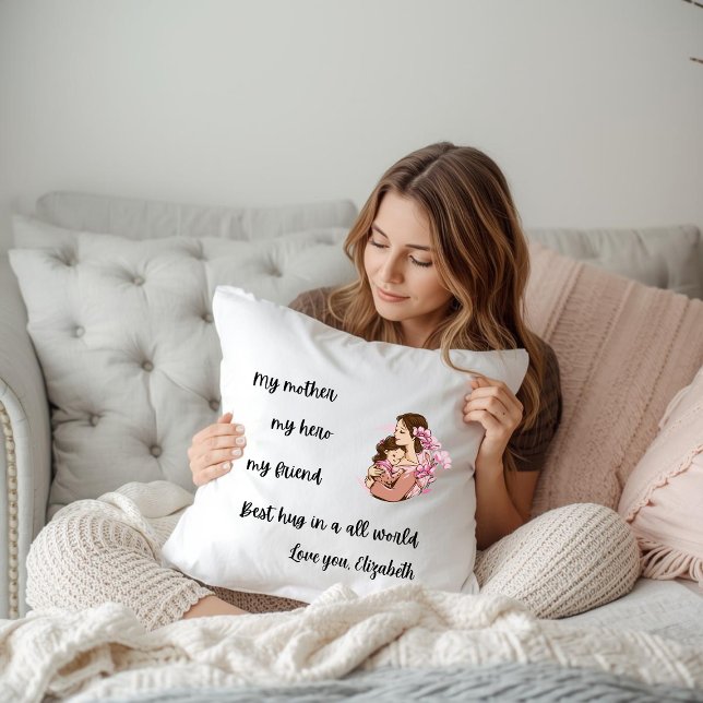 Personalized Mother's Day Mom's Hug Throw Pillow (Creator Uploaded)