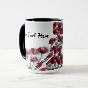 Personalized Mother's Day Mug with Red Poppies