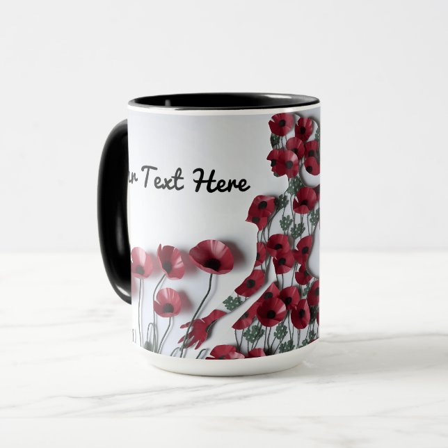 Personalized Mother's Day Mug with Red Poppies (Front Left)