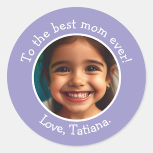 Personalized Mother's Day Photo and Name Message  Classic Round Sticker