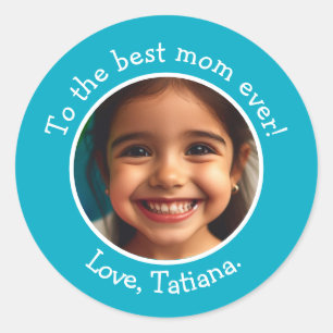 Personalized Mother's Day Photo and Name Message  Classic Round Sticker