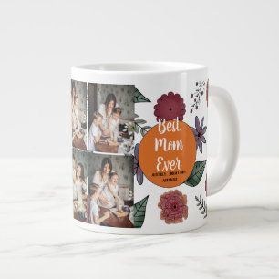 Personalized mothers Day,photo collage floral gift Large Coffee Mug