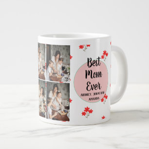 Personalized mothers Day,photo collage floral gift Large Coffee Mug