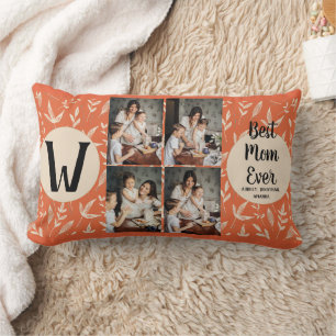 Personalized mothers Day,photo collage floral gift Lumbar Pillow