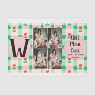 Personalized mothers Day,photo collage floral gift Tissue Paper