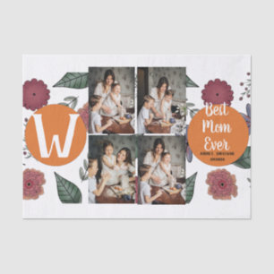 Personalized mothers Day,photo collage floral gift Tissue Paper