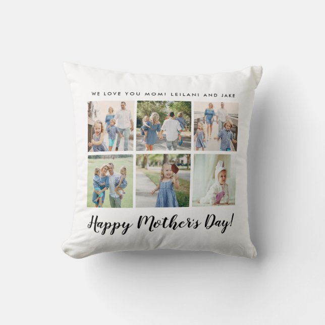 Personalized Mother's Day Photo Throw Pillow (Front)