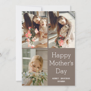 Personalized mothers Day, three photo collage  Card