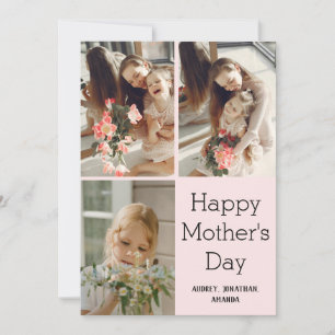 Personalized mothers Day, three photo collage Card