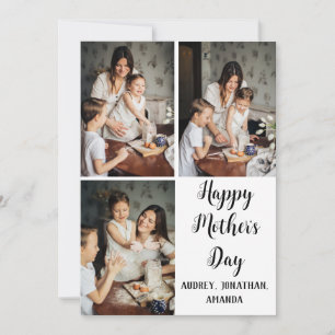 Personalized mothers Day, three photo collage gift Card