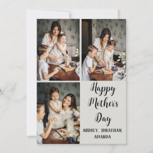 Personalized mothers Day, three photo collage gift Card