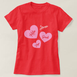 Personalized Mother's Hearts Red T-Shirt