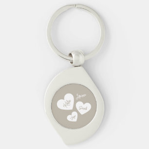 Personalized Mother's Hearts Whisper Beige Keychain