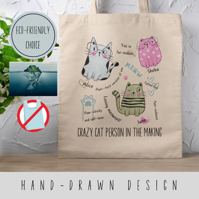 Personalized motivational quotes with cute cats tote bag (Creator Uploaded)