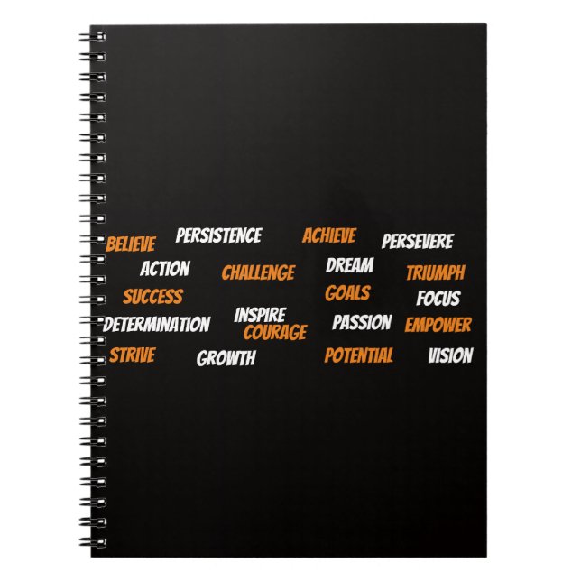 Personalized Motivational Word Cloud  Notebook (Front)
