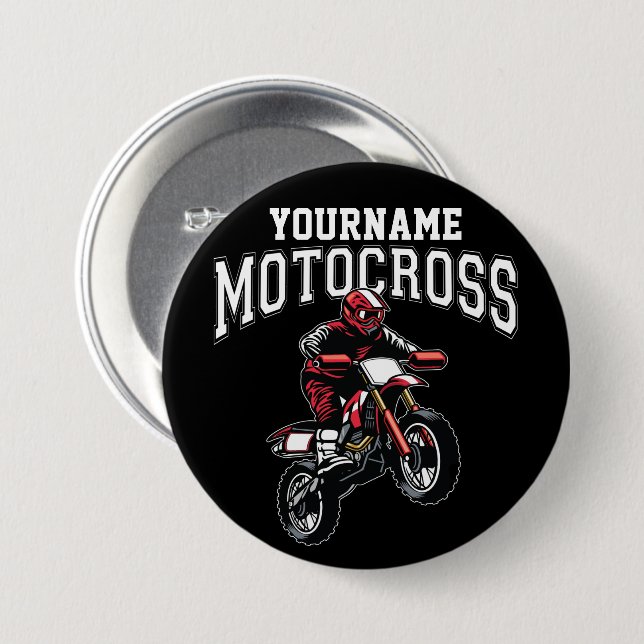Personalized Motocross Dirt Bike Rider Racing  3 Inch Round Button (Front & Back)