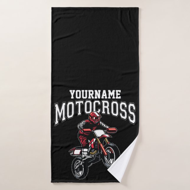 Personalized Motocross Dirt Bike Rider Racing  Bath Towel Set (Bath Towel)