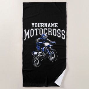 Personalized Motocross Dirt Bike Rider Racing  Beach Towel
