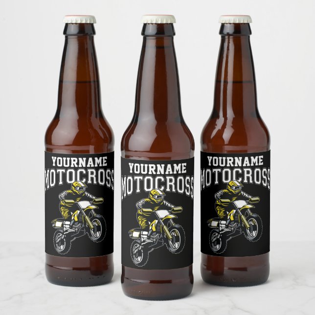 Personalized Motocross Dirt Bike Rider Racing Beer Bottle Label (Bottles)